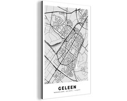 Wanddecoratie Metaal - Aluminium Schilderij Industrieel - Stadskaart - Geleen - Grijs - Wit - 80x120 cm - Dibond - Foto op aluminium - Industriële muurdecoratie - Voor de woonkamer/slaapkamer - Plattegrond