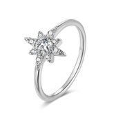 Ring Twice As Nice en argent, étoile avec oxyde de zirconium blanc 54