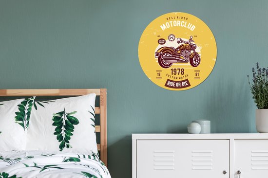 Papier peint Circle - Moto - Jaune - Rétro - 80x80 cm