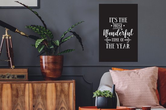Stickers muraux - Film autocollant - Citation de Noël C'est la période la plus merveilleuse de l'année avec un fond noir - 40x60 cm - Film adhésif - Stickers muraux Chambre d'enfant - Papier peint autocollant