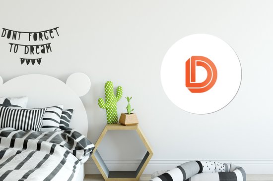 WallCircle - Wandcirkel - Muurcirkel - Een illustratie van de letter D in het oranje - Aluminium - Dibond - ⌀ 60 cm - Binnen en Buiten