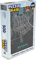 Puzzel Stadskaart - Bussum - Grijs - Blauw - Legpuzzel - Puzzel 500 stukjes - Plattegrond