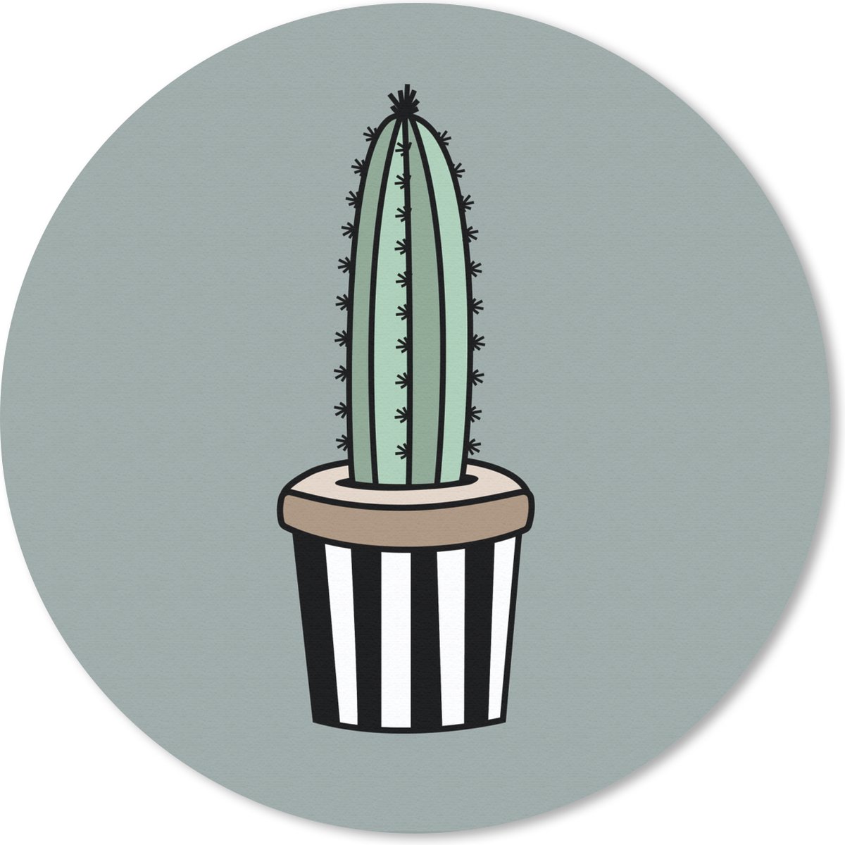 Muismat - Mousepad - Rond - Cactus - Bloempot - Design - 30x30 cm - Ronde muismat