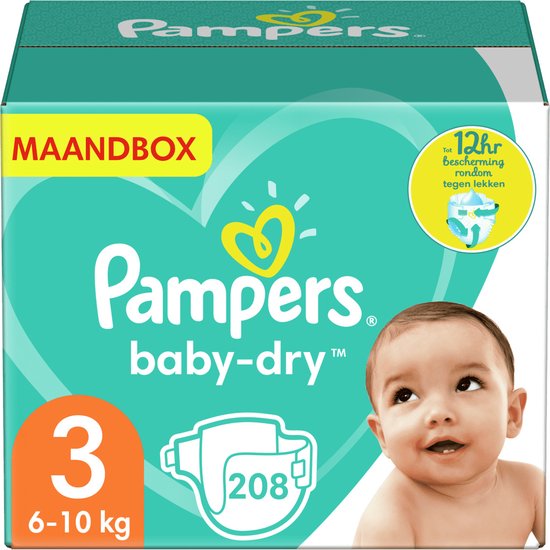 Pampers Baby Dry Luiers - Maat 3 - Maandbox - 208 luiers - Voordeel |  bol.com