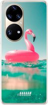 6F hoesje - geschikt voor Huawei P50 Pro -  Transparant TPU Case - Flamingo Floaty #ffffff
