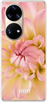 6F hoesje - geschikt voor Huawei P50 Pro -  Transparant TPU Case - Pink Petals #ffffff
