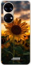 6F hoesje - geschikt voor Huawei P50 -  Transparant TPU Case - Sunset Sunflower #ffffff