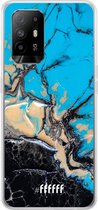 6F hoesje - geschikt voor OPPO A94 5G -  Transparant TPU Case - Blue meets Dark Marble #ffffff