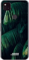 6F hoesje - geschikt voor Google Pixel 4a 5G -  Transparant TPU Case - Palm Leaves Dark #ffffff