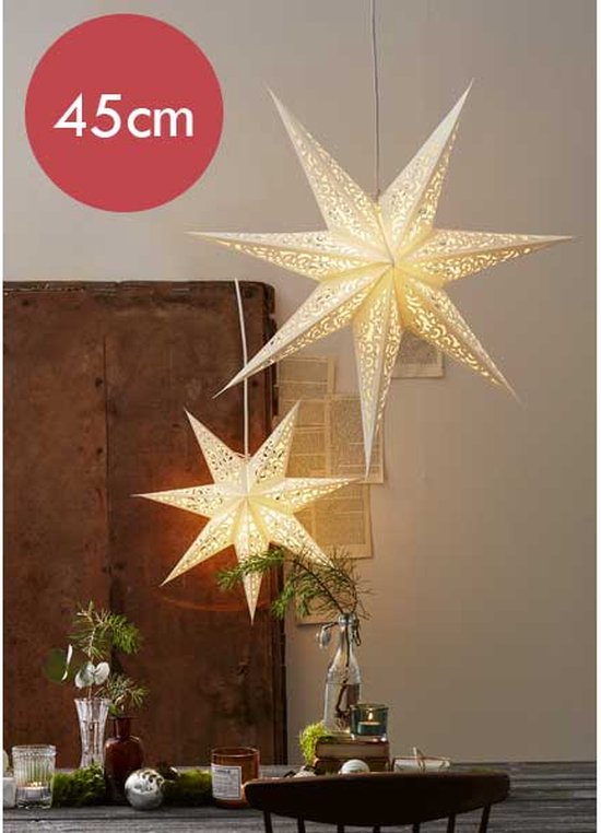 Abat-jour étoile suspendu Wit Dentelle -45cm -Décor de Noël | bol.com