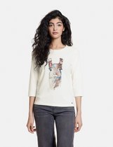 TAIFUN Dames Shirt met lamaborduursel van GOTS-gecertificeerd katoen Canvas gemustert-44
