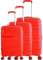 FRANCE BAG Set van 3 multidirectionele polypropyleen koffers met 8 wielen, rood