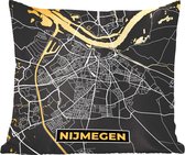 Sierkussen - Kaart Nijmegen - Goud - 50 Cm X 50 Cm