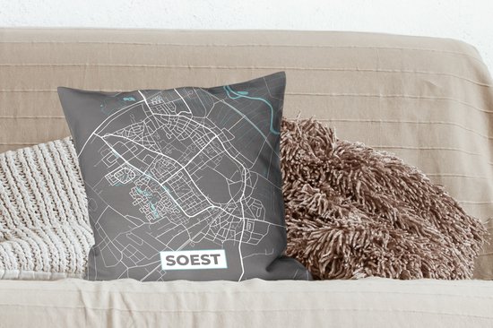 Sierkussen - City Map Soest - Multicolore - 50 Cm X 50 Cm