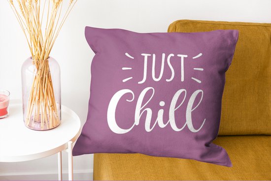 Sierkussen - Just Chill Sur Fond Violet - Multicolore - 60 Cm X 60 Cm