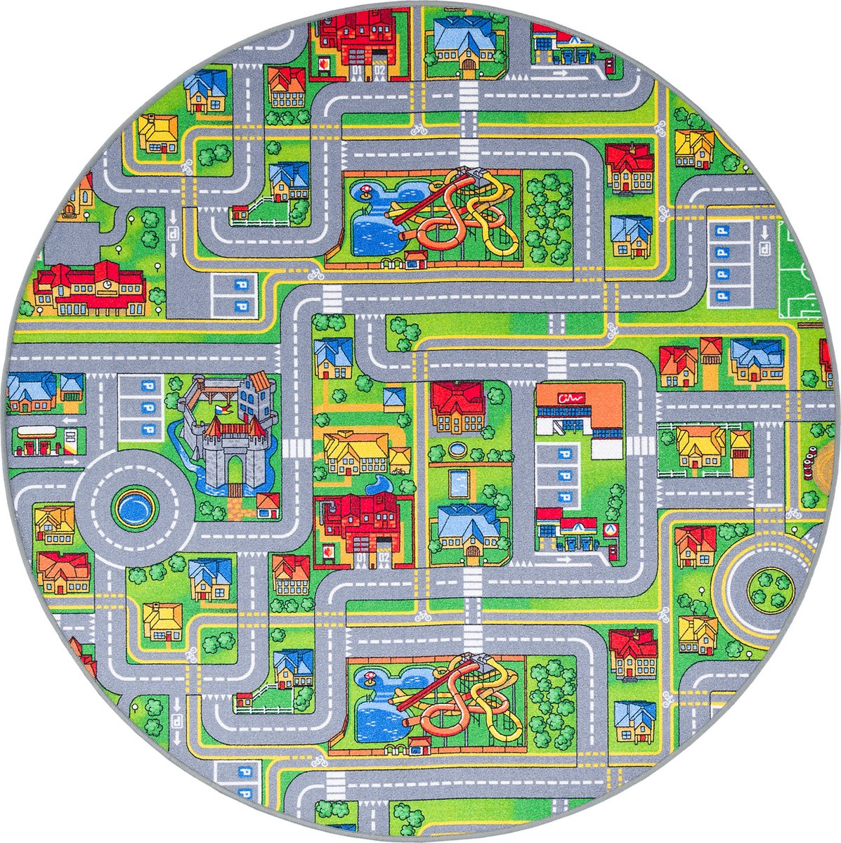 Snapstyle Vloerkleed Kinderspeeltapijt Avonturenland Kleurrijke Ronde Mulit