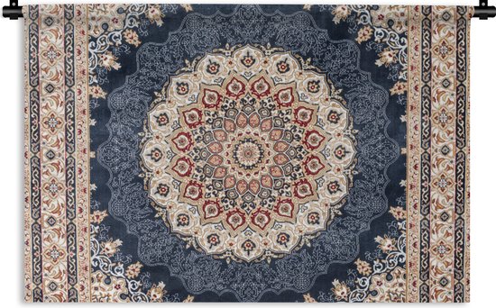 Wandkleed - Mandala - Bloemen - Design - Bruin - Blauw - Wandtapijt - Muurkleed - Slaapkamer decoratie - Wanddecoratie - 60x40 cm - Muurdoek - Tapestry - Muurdecoratie - Wandkleden - Katoen - Wanddoek