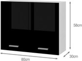 EXTRA - Hoge keukenkast L 80cm 2 deuren - Zwart gelakt