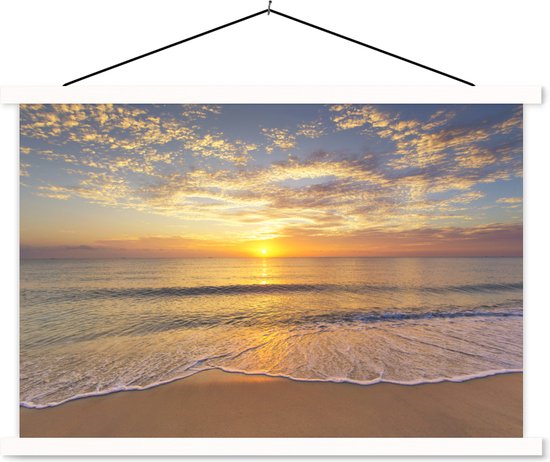 Affiche scolaire - Plage - Coucher de soleil - Mer - 150x100 cm - Affiche textile Lattes Witte - Affiche textile