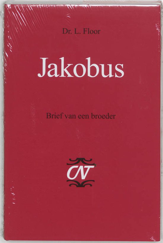 Boek met rode kaft en witte tekst 'Jakobus' en 'Brief van een broeder'.