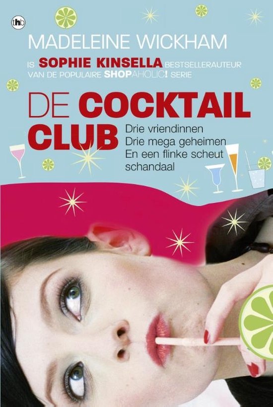 Boekomslag van "De Cocktail Club" met een vrouw met rode lippen en in de titel "De Cocktail Club".
