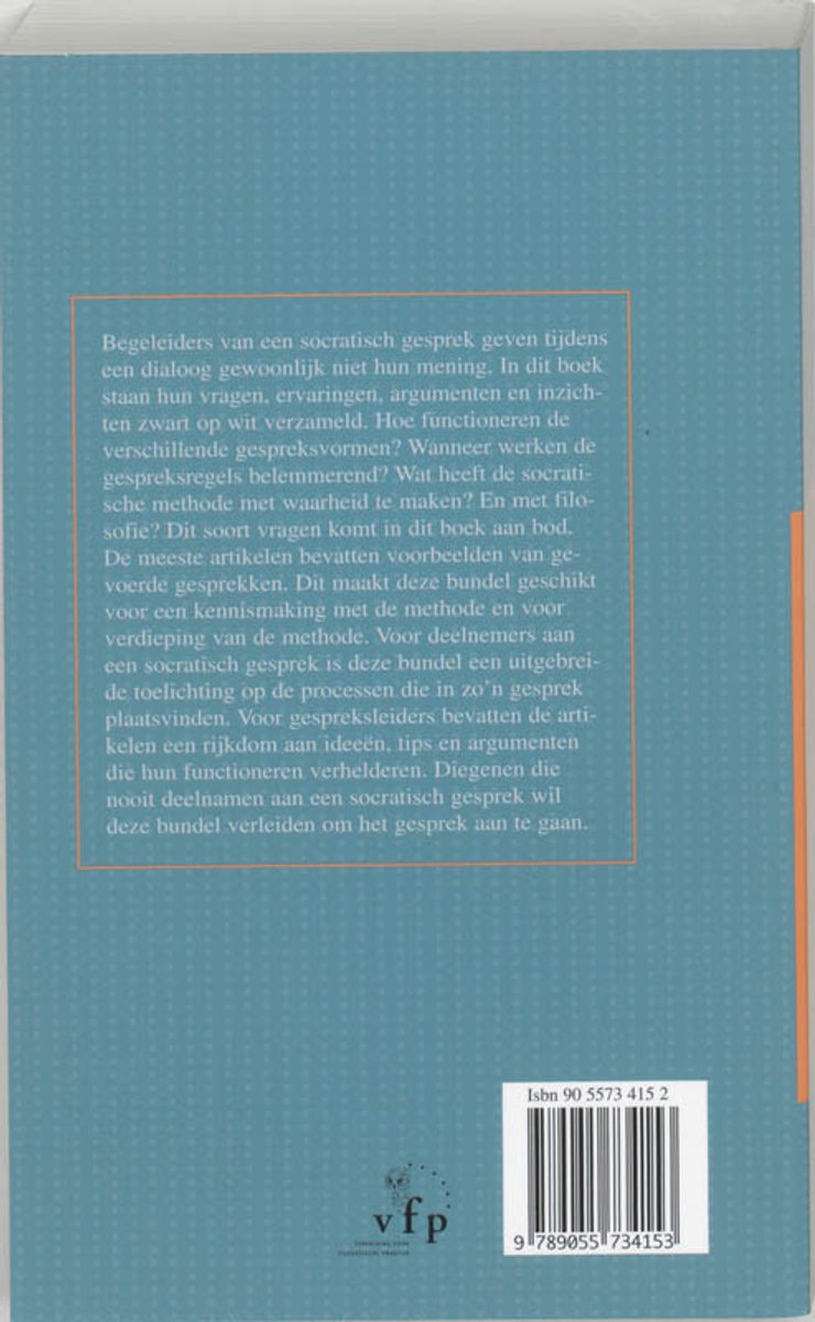 Achterkant van het boek 'Meedenkers II - Het socraticisch gesprek' met ISBN.