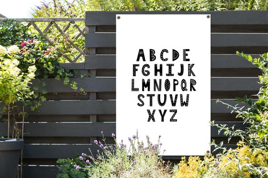 Illustration alphabet lettres noires sur fond blanc 80x120 cm