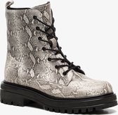 TwoDay leren dames snake veterboots - Grijs - Maat 41 - Echt leer