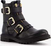 Groot leren meisjes biker boots - Zwart - Maat 29 - Echt leer