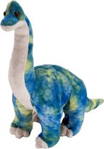 Pluche dinosaurus Brachiosaurus knuffel blauw 25 cm - Dinosaurus dieren knuffels - Speelgoed