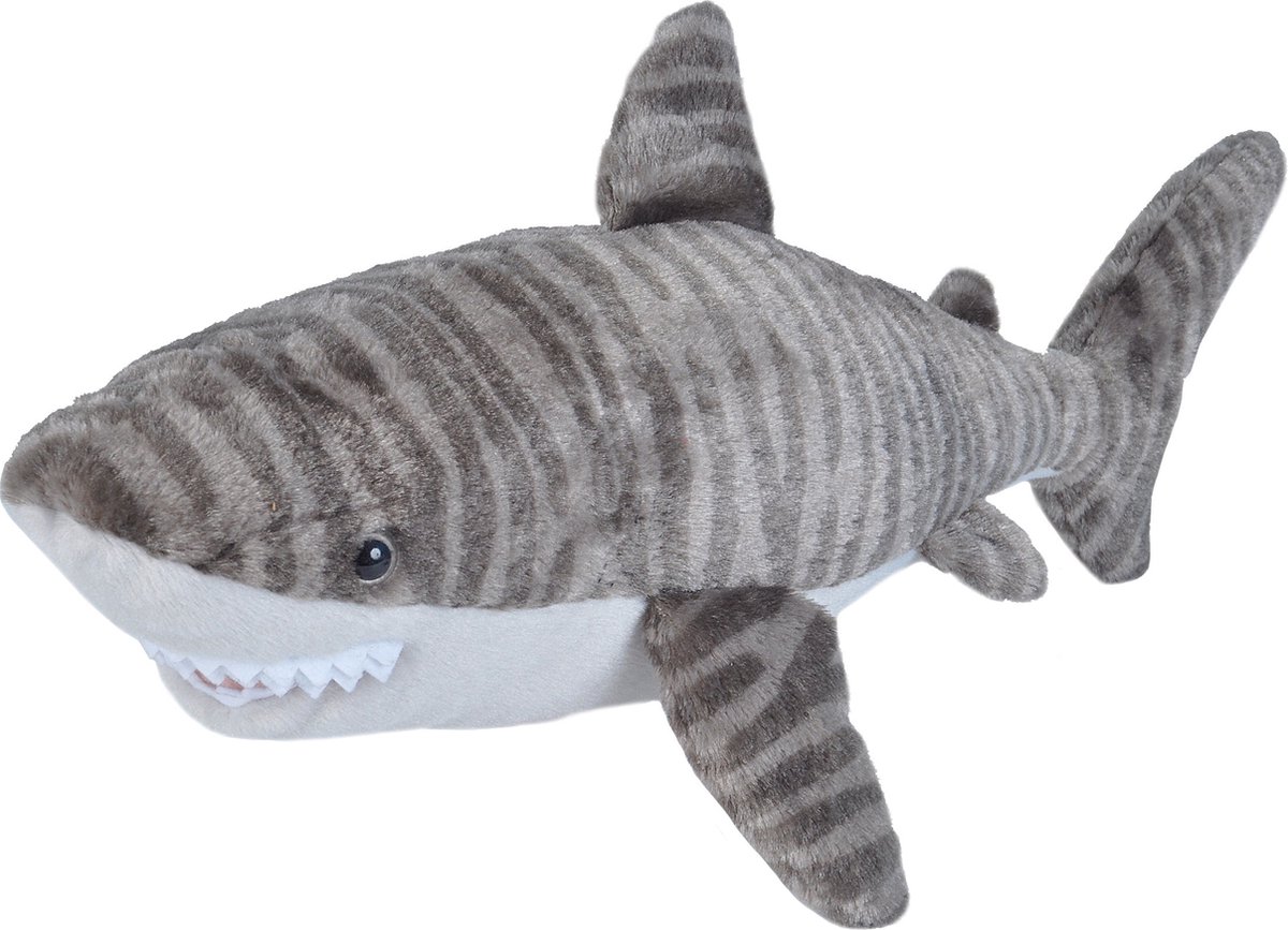 Wild Republic Pluche knuffel tijger haai - haaien/vissen knuffels - 38 cm