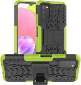 Rugged Kickstand Back Cover - Samsung Galaxy A03s Hoesje - Groen