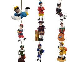 Elcee-Haly – Sinterklaas & Piet – Set Moderne Roetveeg Pieten – Decoratiebeeldjes –  Handbeschilderd