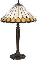 Tiffany Tafellamp Ø 40*62 cm E27/max 2*60W Beige, Wit Glas in lood Art Deco Tiffany Bureaulamp Tiffany Lampen