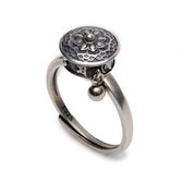 Zentana  Tibetaanse Lotus Mandala Ring 925 sterling zilver Gebedsmolen  Geluksring