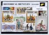 Historische fietsen – Luxe postzegel pakket (A6 formaat) : collectie van 25 verschillende postzegels van historische fietsen – kan als ansichtkaart in een A6 envelop - authentiek c