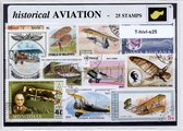 Historische vliegtuigen – Luxe postzegel pakket (A6 formaat) : collectie van 25 verschillende postzegels van historische vliegtuigen – kan als ansichtkaart in een A6 envelop - authentiek cadeau - kado - kaart - luchtvaart - vliegtuig - historie - KLM