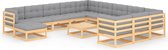 vidaXL 13-delige Loungeset met kussens massief grenenhout