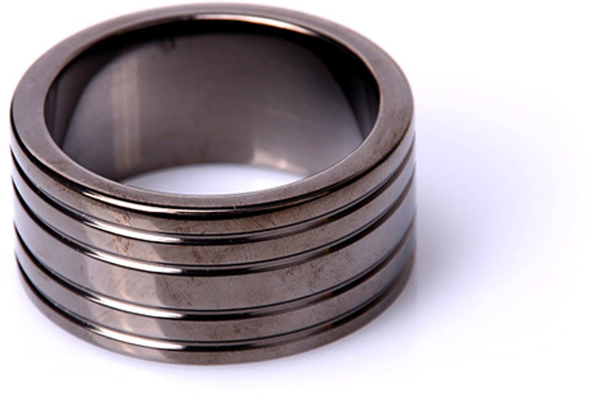 Goedkoopste Zwart Stalen Cockring met Groeven Ø 40 mm