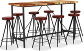 vidaXL 9-delige Barset massief gerecycled hout en echt leer