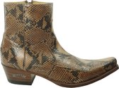 Sendra 5200 Mimo Bruin Cowboy Heren Enkellaars Python Imitatie Spitse Neus Beetje Schuine Hak Ritssluiting