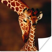 Poster Giraffe - Kalf - Portret - 75x75 cm