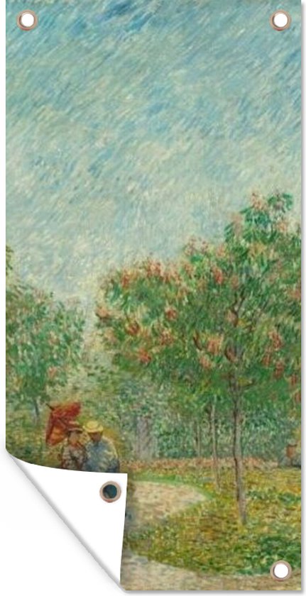 Tuinposter Tuin met geliefden - Vincent van Gogh - 30x60 cm - Tuindoek - Buitenposter