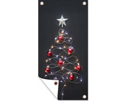 Wanddecoratie buiten Kerstboom gemaakt van lichten - 80x160 cm - Tuindoek - Buitenposter
