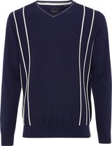 EDEN | V-Neck pullover met stripe relief navy