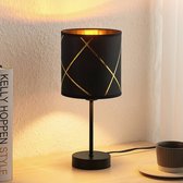 Lindby - Tafellamp - 1licht - ijzer, textiel - H: 35 cm - E14 - , goudkleurig