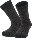 Thermosokken | Natuurlijke Alpacawollen Sokken voor kinderen en peuters | Wintersokken | Gezellige sokken | Cadeau voor kinderen en peuters | kleur: grijs en antraciet | maat: 31-34 | paar