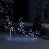 Rendier - Kerstdecoratie - Kerstboom - Rendieren met slee - 260x21x87 cm - Meerkleurig