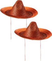 2x stuks oranje carnaval verkleed sombrero hoed 48 cm - Mexicaanse hoeden
