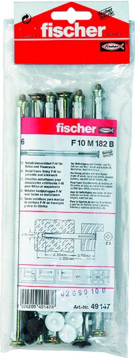 Fischer F 10 M 182 B Kozijnplug 182 mm 10 mm 49147 6 stuk(s)
